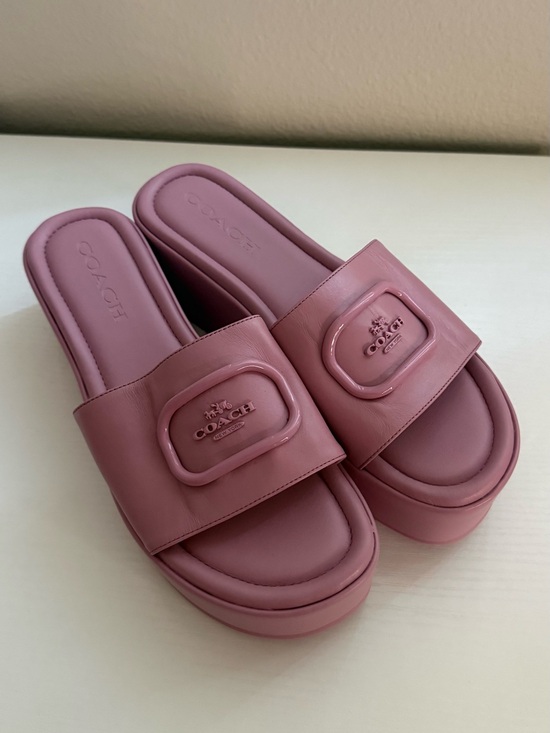 Coach Shoes - Coach Rose Pink Platform Slide Clogs